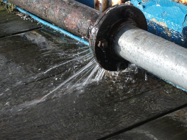 Burst pipe causing water damage in a home