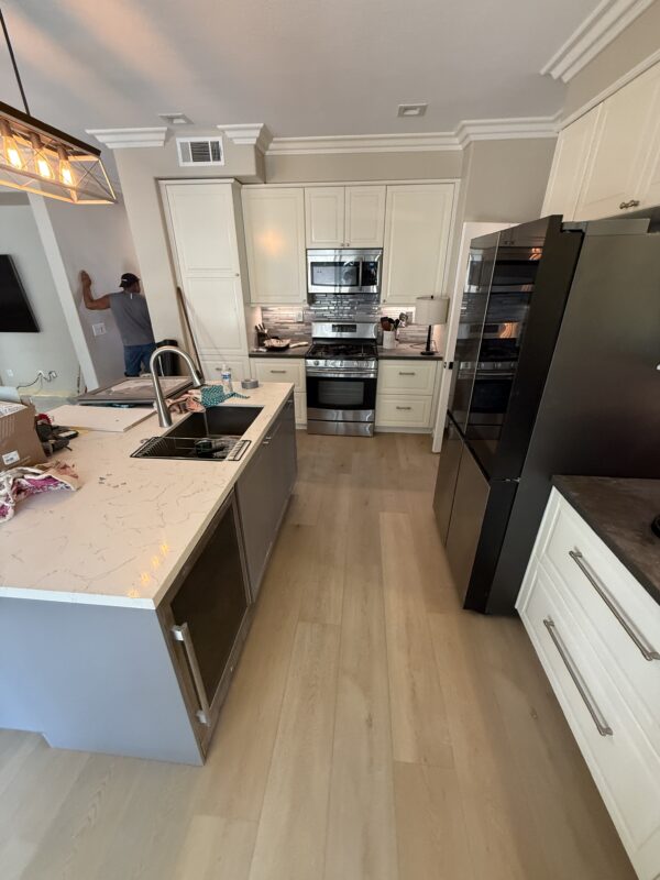 Finished kitchen after water damage reconstruction in Ontario CA