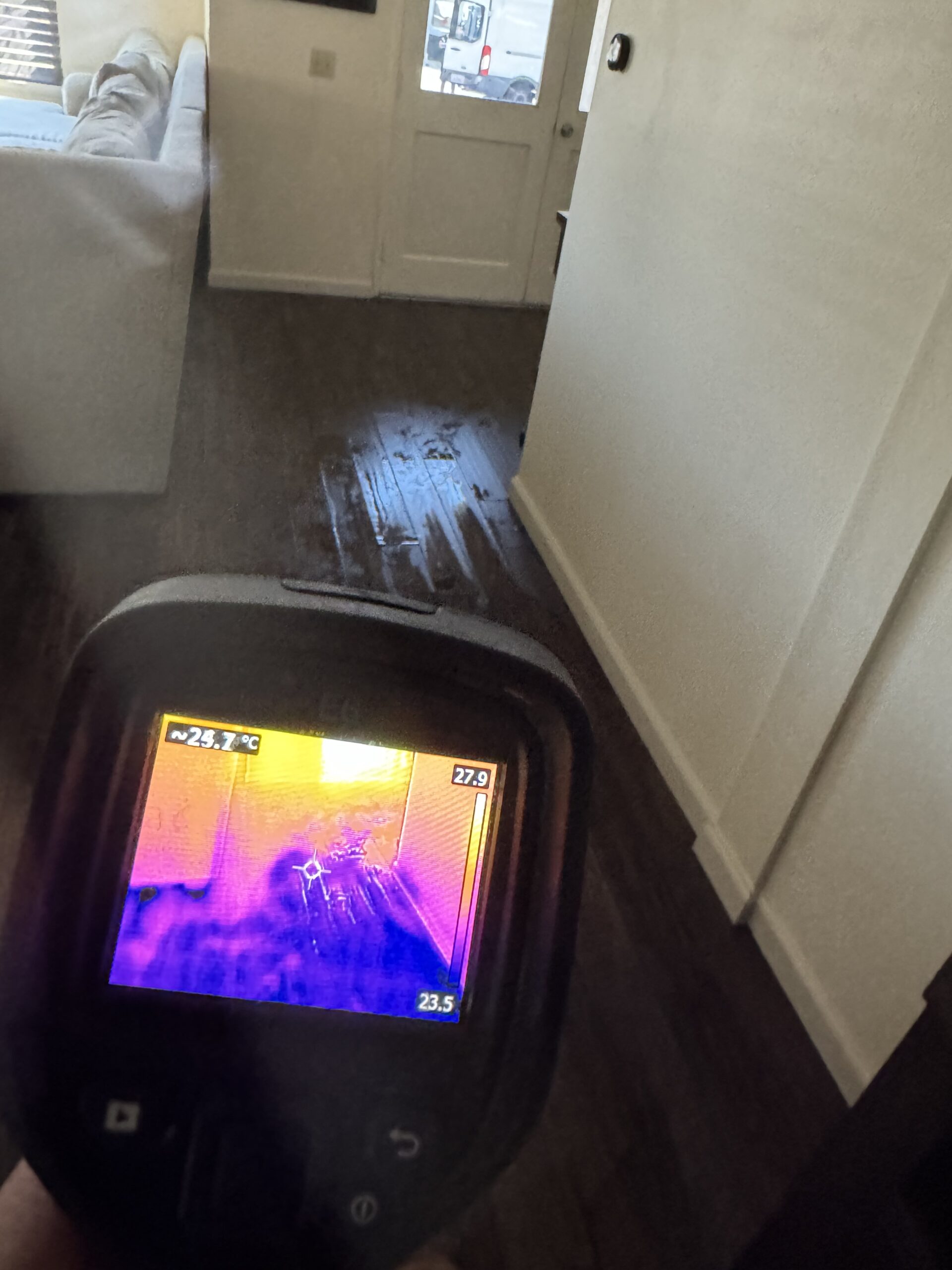 Infrared inspection for hidden water damage in home
