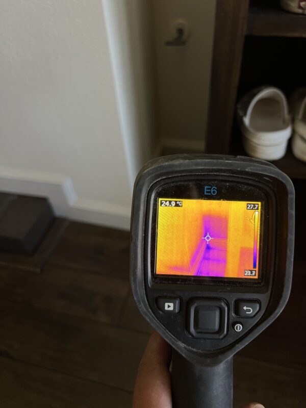 Infrared inspection for hidden water damage in kitchen