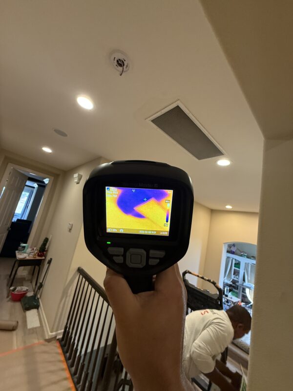 Water damage inspection inside a Corona California home