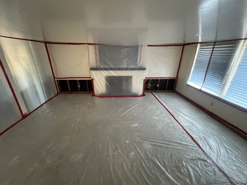 Room after water damage mitigation and material removal