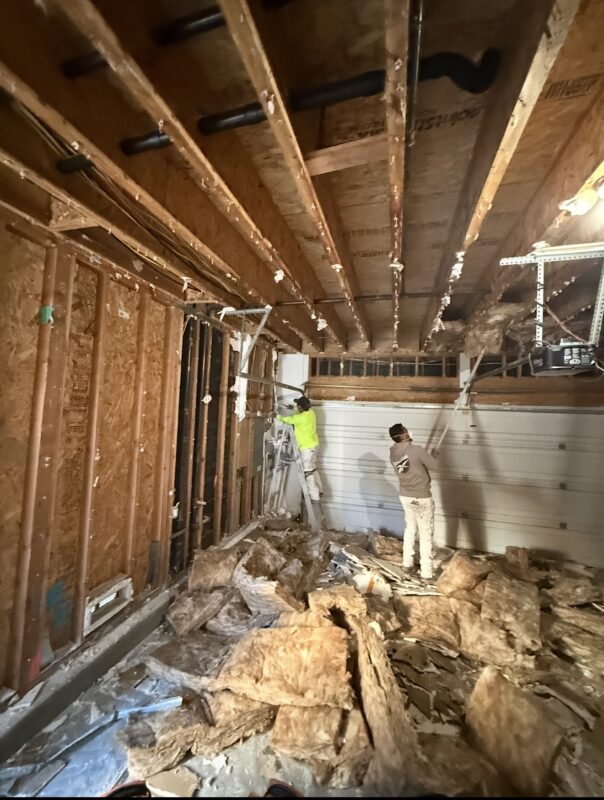 Water damage demolition and material removal in Chino CA home